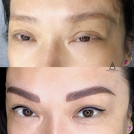 Combo brows - Combo brows is a combination of two forms of semi-permanent techniques: microblading and powder brows (shading). Microblading hair-strokes are placed with a manual tool around the border of the brow to give the brow a natural look.