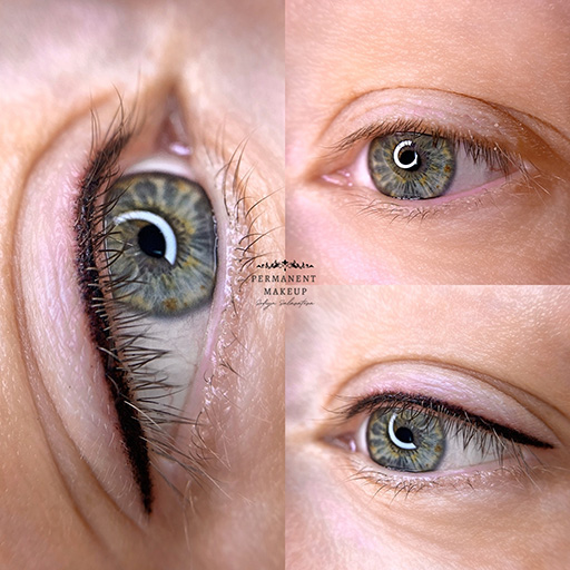 Lashline/eyeliner - Permanent Lashline/eyeliner is a PMU (permanent makeup) treatment that involves using a specialised tattoo machine to implant pigment on the lash line to replicate the look of eyeliner.